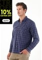 Tennis Camisa A Cuadros Cuello Clásico Azul Para Hombre de Tennis