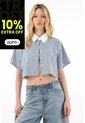 Tennis Camisa Crop Con Estampado A Rayas Para Mujer de Tennis