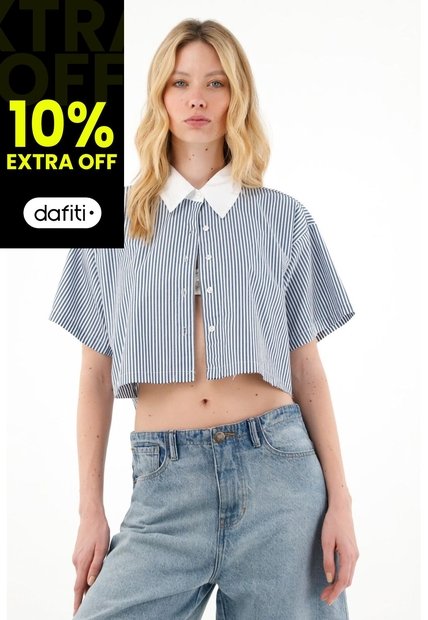 Tennis Camisa Crop Con Estampado A Rayas Para Mujer