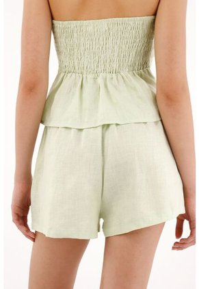Tennis Short En 100% Lino Verde Para Mujer