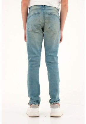 Jean Slim Tono Claro Con Roto Para Niño