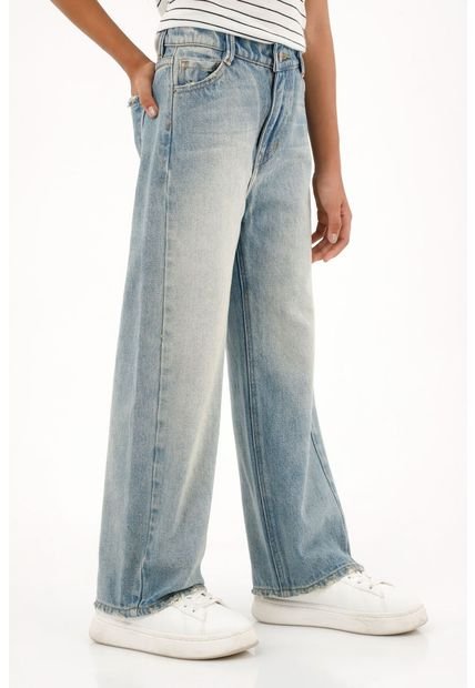 Jean Wide Leg Tono Azul Medio Para Niña
