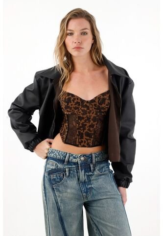 Tennis Corsé Con Estampado Animal Print Y Encaje Para Mujer Tennis