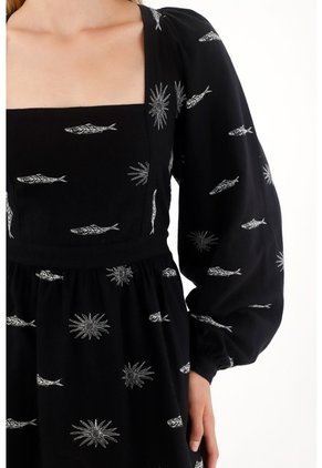 Tennis Vestido Corto Con Estampado De Peces Para Mujer