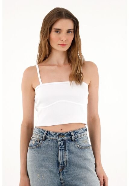 Tennis Camiseta Tipo Crop Blanca Para Mujer