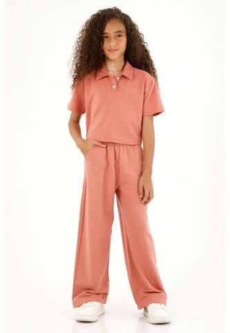 Camiseta Tipo Polo Rosada Para Niña Tennis