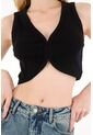 Tennis Camiseta En Rib Con Ajuste De Broches Negra Para Mujer de Tennis
