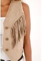 Chaleco En Suede Con Flecos Y Ovejero Para Mujer de Tennis