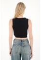Tennis Camiseta En Rib Con Ajuste De Broches Negra Para Mujer de Tennis
