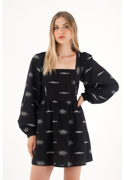 Tennis Vestido Corto Con Estampado De Peces Para Mujer