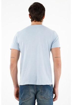 Camiseta Azul Con Estampado Para Hombre