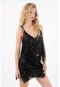 Tennis Camisa De Tiras Con Detalles En Lentejuelas Negra Para Mujer de Tennis