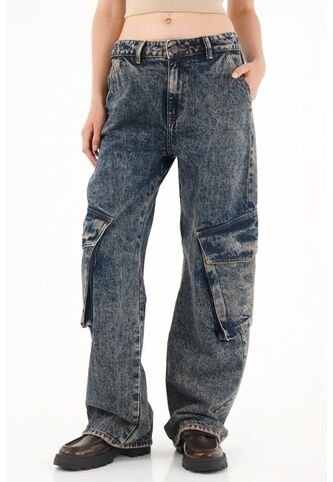 Tennis Jean Wide Leg Tiro Bajo Cargo Para Mujer Tennis