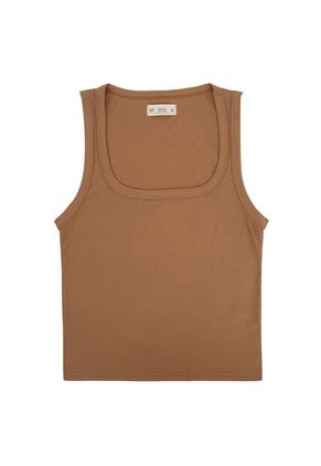 Camiseta Básica Manga Sisa Café Para Mujer