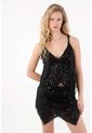 Tennis Camisa De Tiras Con Detalles En Lentejuelas Negra Para Mujer de Tennis