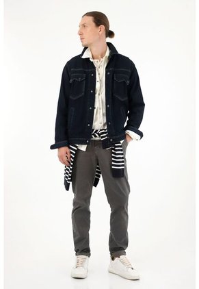 Tennis Chaqueta Trucker Con Bolsillos De Tapa Para Hombre