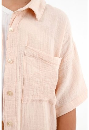 Camisa Crudo De Botones Para Niña
