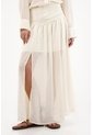 Tennis Falda Larga En Tela Fluida Con Aberturas Crudo Para Mujer de Tennis