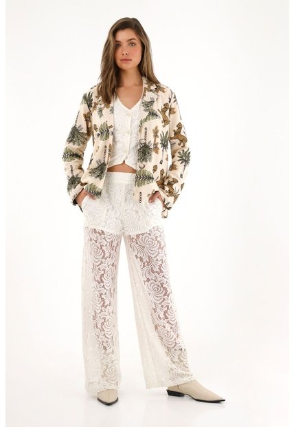 Tennis Blazer Con Estampado De Palmeras Y Tigres Para Mujer