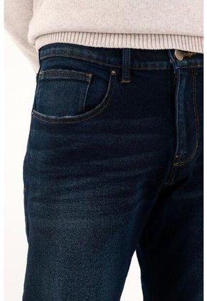 Tennis Jean Azul Recto Tono Oscuro Para Hombre