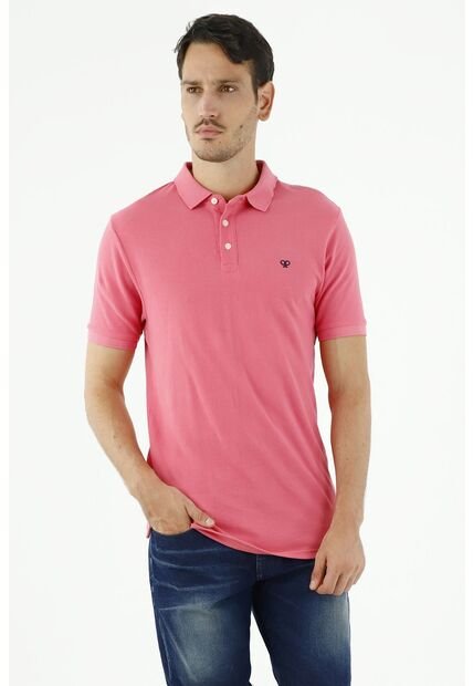 Camiseta Polo Rosada Con Bordado Para Hombre