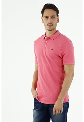 Camiseta Polo Rosada Con Bordado Para Hombre