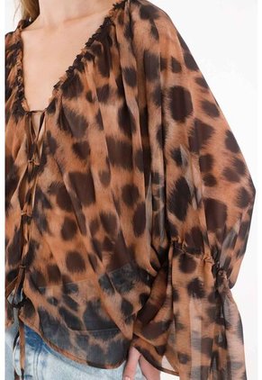 Tennis Camisa Animal Print Con Leve Transparencia Para Mujer