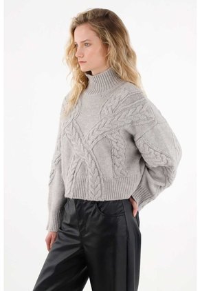 Tennis Buzo Con Tejido Trenzado Gris Para Mujer