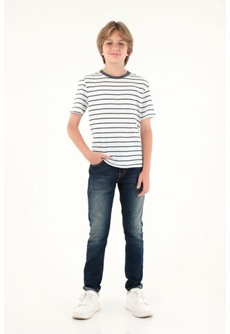 Camiseta Con Estampado De Rayas Azules Para Niño Tennis