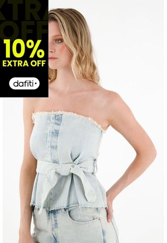 Tennis Camisa Strapless En Demin Azul Para Mujer Tennis