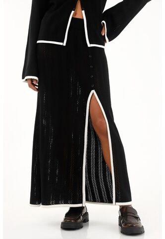 Tennis Falda Negra Midi Tejida Para Mujer Tennis