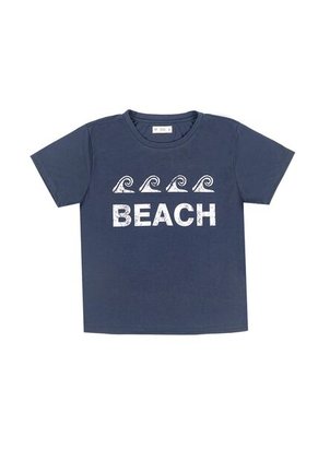 Camiseta Azul Con Estampado De Olas Para Mujer