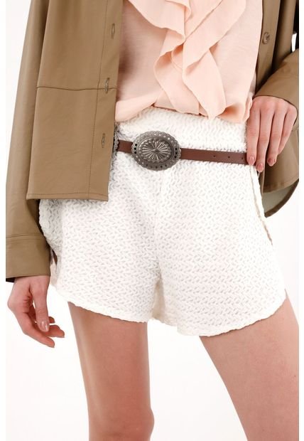 Short Con Pretina Elástica Y Silueta Sport Crudo Para Mujer