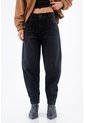 Tennis Jean Para Mujer En Denim Negro Fit Holgado Con Lavado Sólido de Tennis