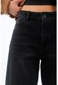Tennis Jean Para Mujer En Denim Negro Fit Holgado Con Lavado Sólido de Tennis