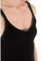 Tennis Camiseta Negra En Rib Manga Sisa Para Mujer de Tennis
