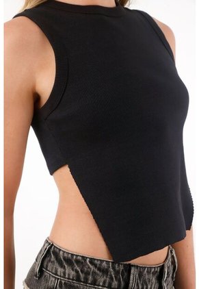 Tennis Camiseta Manga Sisa Con Espalda Crop Negra Para Mujer
