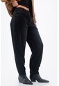 Tennis Jean Para Mujer En Denim Negro Fit Holgado Con Lavado Sólido de Tennis
