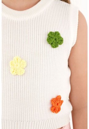 Chaleco Tejido Crudo Para Niña