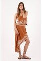 Tennis Falda Larga Fit Fluido Con Ruedo Asimétrico Bordado En Terracota Para Mujer de Tennis