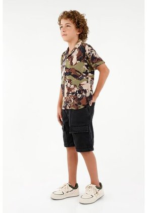 Camisa Camuflada Manga Corta Para Niño