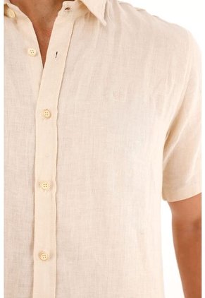 Camisa Manga Corta En 100% Lino Crudo Para Hombre