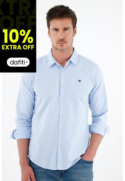 Tennis Camisa Azul Manga Larga Para Hombre