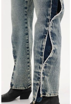 Tennis Jean Recto Con Aberturas Y Abrochaduras Laterales Para Mujer