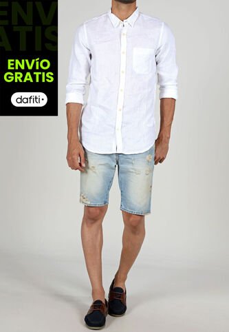 Tennis Camisa Blanca De Lino Para Hombre Tennis
