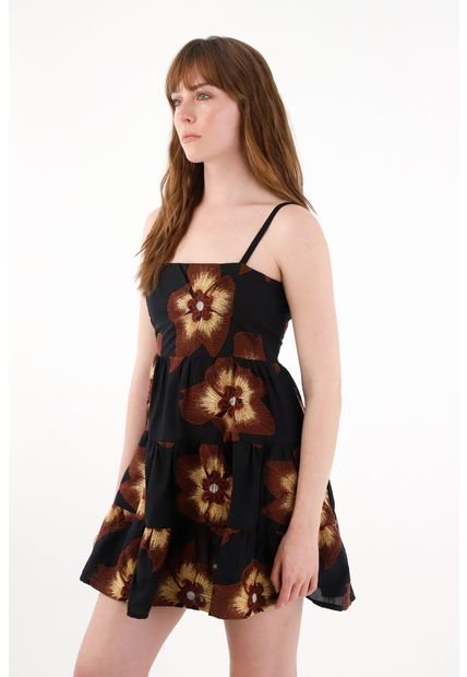 Vestido Corto Bordado Multicolor Para Mujer