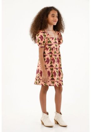 Vestido Corto Con Estampado De Mariposas Para Niña