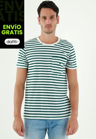 Tennis Camiseta De Rayas Verdes Para Hombre Tennis