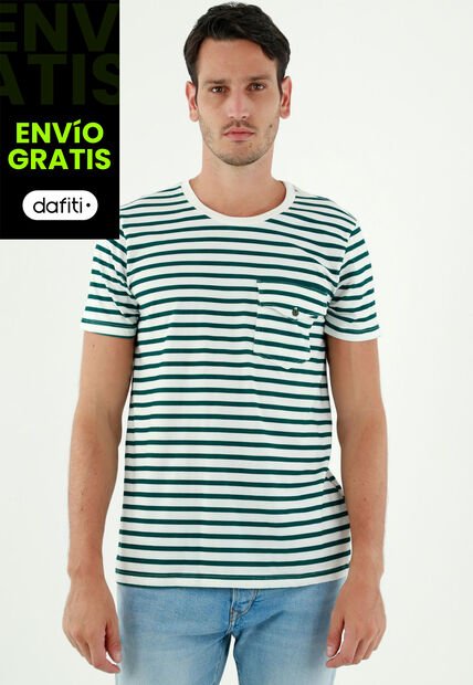 Tennis Camiseta De Rayas Verdes Para Hombre