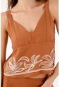 Tennis Top Crop Fit Relajado Con Bordado Floral En Terracota Para Mujer de Tennis